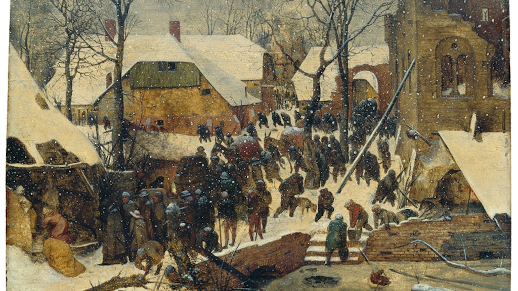 Pieter Bruegel the Elder, The Adoration of the Kings in the Snow 1563, oil on oak wood panel, 35 x 55 cm