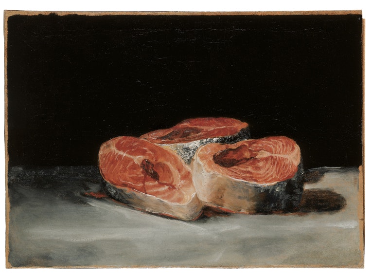 Francisco de Goya
Nature morte aux trois tranches de saumon, 1808-1812
huile sur toile, 45 x 62 cm