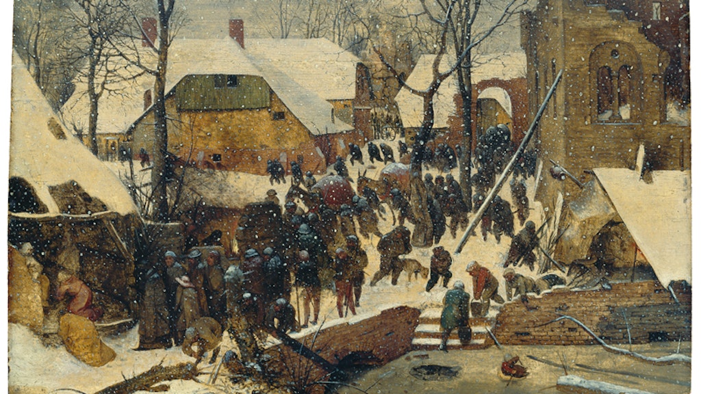Pieter Bruegel l’Ancien, L’Adoration des rois mages sous la neige, 1563, huile sur bois de chêne, 35 x 55 cm