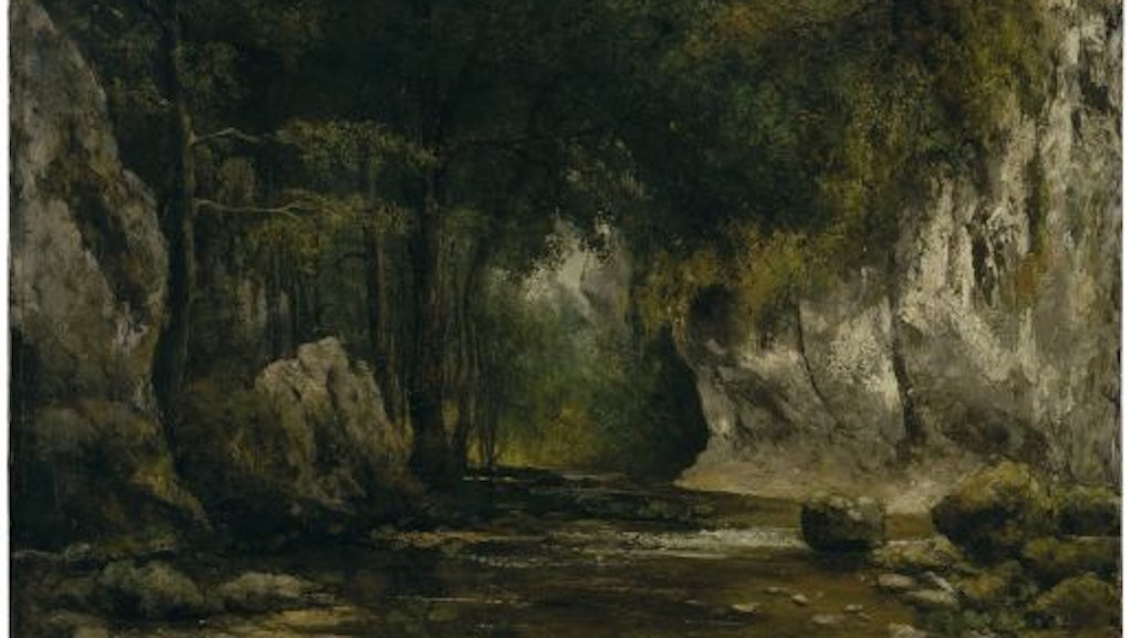 Gustave Courbet (Ornans 1819–1877 La Tour-de-Peilz), Intérieur de Forêt avec Ruisseau, après 1855, Huile sur toile, 65 x 80 cm, Collection Oskar Reinhart « Am Römerholz », Winterthour