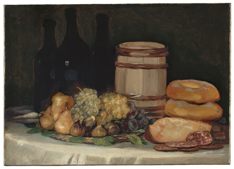 Francisco José de Goya y Lucientes
Stilleben mit Flaschen, Früchten und Olivenfass, 1808/12
Öl auf Leinwand, 45 x 63 cm