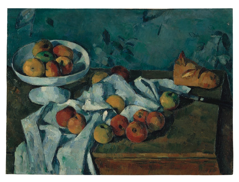 Paul Cézanne
Stilleben mit Obstschale, Äpfeln und Brot, 1879/80
Öl auf Leinwand, 55,1 x 74,4 cm