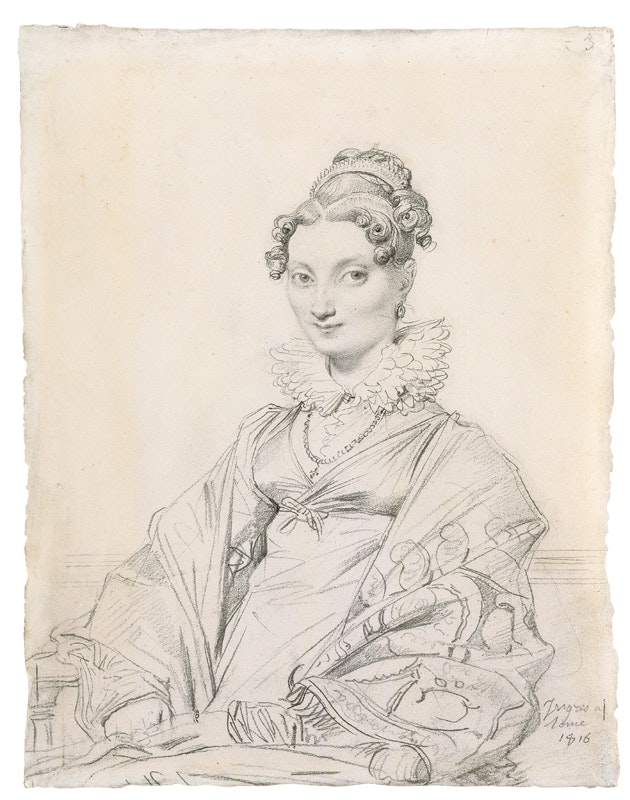Jean-Auguste-Dominique Ingres
Bildnis einer Unbekannten, 1816
Bleistift auf Papier, 20,6 x 15,9 cm