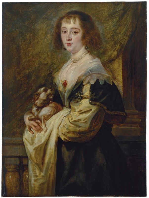 Jacob Jordaens, Peter Paul Rubens (?)
Bildnis einer Dame mit Hündchen, um 1640
Eichenholz, 98,6 x 72,9 cm