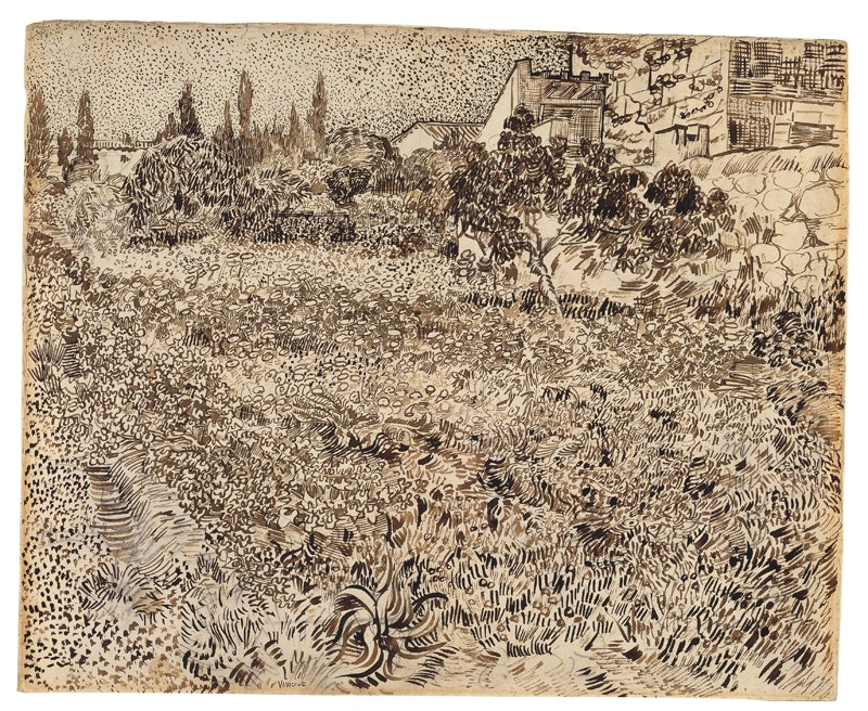 Vincent van Gogh
Garten in der Provence, 1888
Bleistift, Rohrfeder in brauner Tusche auf Papier, 49 x 61 cm