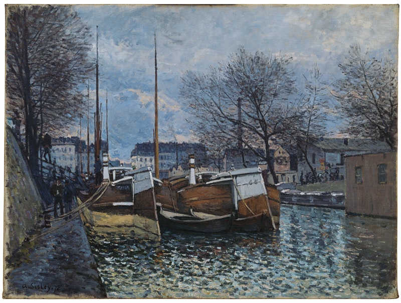 Alfred Sisley
Lastkähne auf dem Kanal Saint-Martin, 1870
Öl auf Leinwand, 54,5 x 73 cm