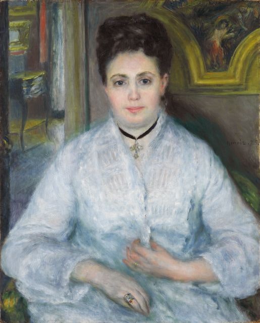 Pierre-Auguste Renoir, Portrait de Madame Chocquet, en blanc, 1875, Öl auf Leinwand, 75 × 60 cm, Staatsgalerie Stuttgart