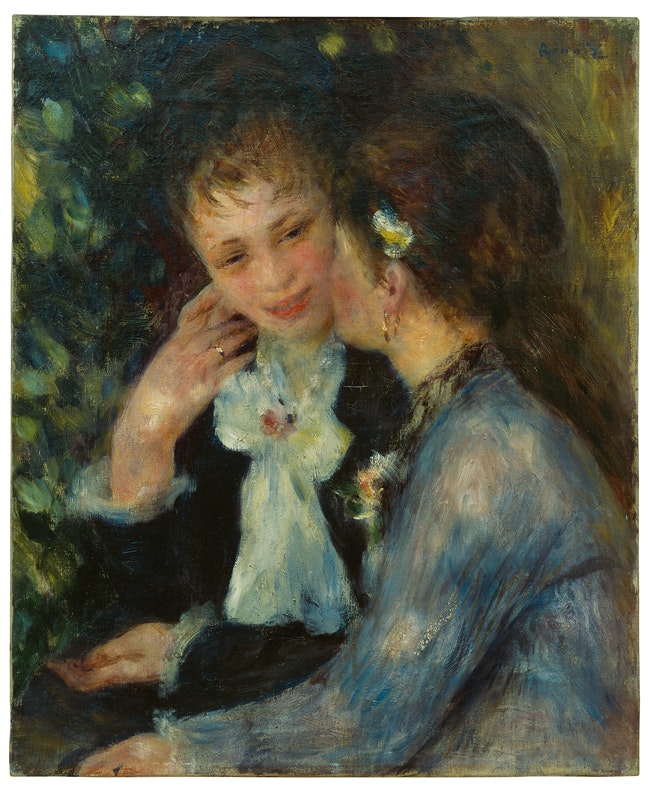 Pierre-Auguste Renoir, Vertrauliche Gespräche, um 1876/78, Öl auf Leinwand, 61,5 x 50,5 cm
