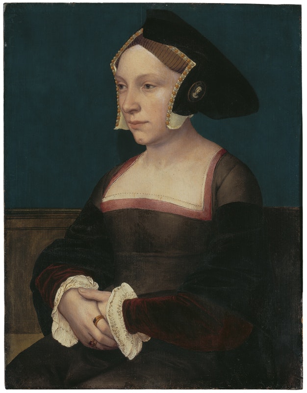 Hans Holbein d. J.
Bildnis einer unbekannten englischen Dame, um 1535
Holz, 32,9 x 25,4 cm