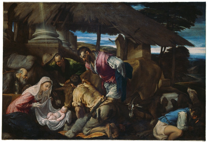 Jacopo da Ponte, called Jacopo Bassano (Bassano del Grappa c. 1515–1592 Bassano del Grappa)
The Adoration of the Shepherds c. 1562–63
Oil on canvas, 103,5 x 153 cm