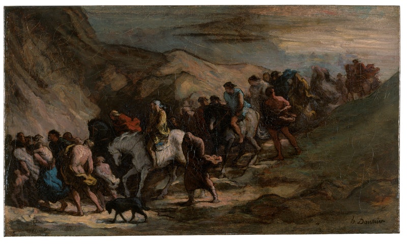 Honoré Daumier
The Fugitives c. 1848–1852
Oil on paper, mounted on canvas, 39,5 x 68,5 cm