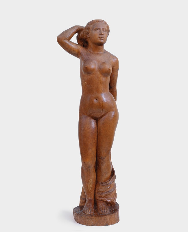 Aristide Maillol
Standing Bather c. 1898–1900
Wood (body box, lower section sapwood), 76 x 17 x 16,8 cm