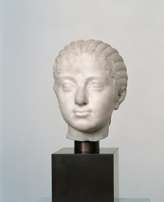 Ancient Roman
Head of Plautilla (?) c. AD 200–210
Snow-white marble, probably from Carrara, 24,5 x 18 x 23 cm