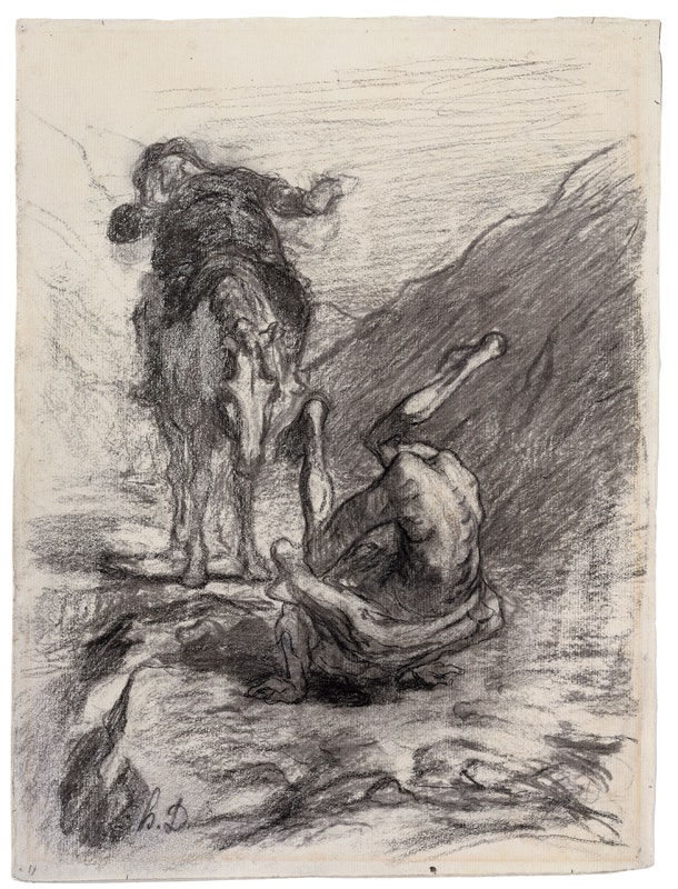 Honoré Daumier
Don Quixote turning Somersaults before Sancho Panza c. 1850–55
Black chalk on paper, 35,8 x 26,5 cm