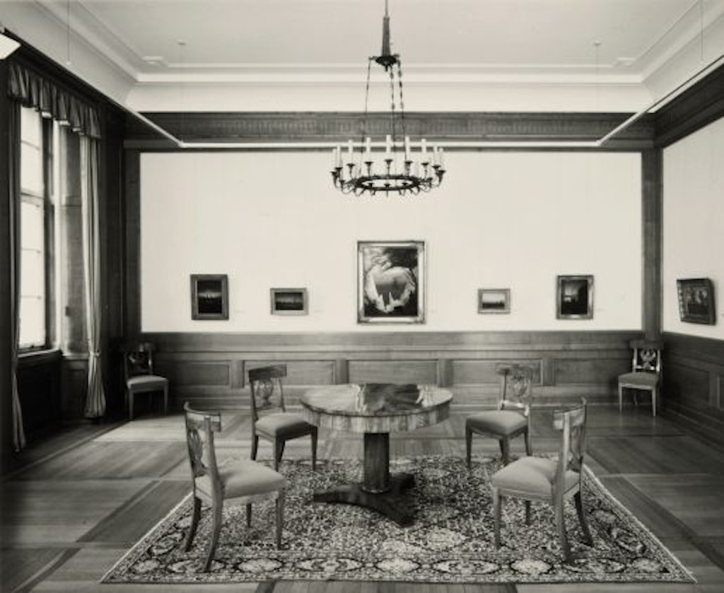 Museum Oskar Reinhart, Winterthur, Saal mit Werken der deutschen Romantiker, in der Mitte der Rückwand Caspar Friedrich, Kreidefelsen auf Rügen, 1818