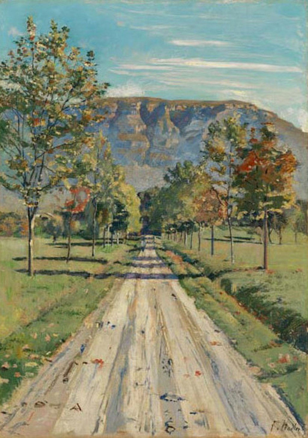 Ferdinand Hodler (1853–1918), Die Strasse nach Evordes, um 1890, Öl auf Leinwand, 62,5 x 44,4 cm, Museum Oskar Reinhart am Stadtgarten, Winterthur