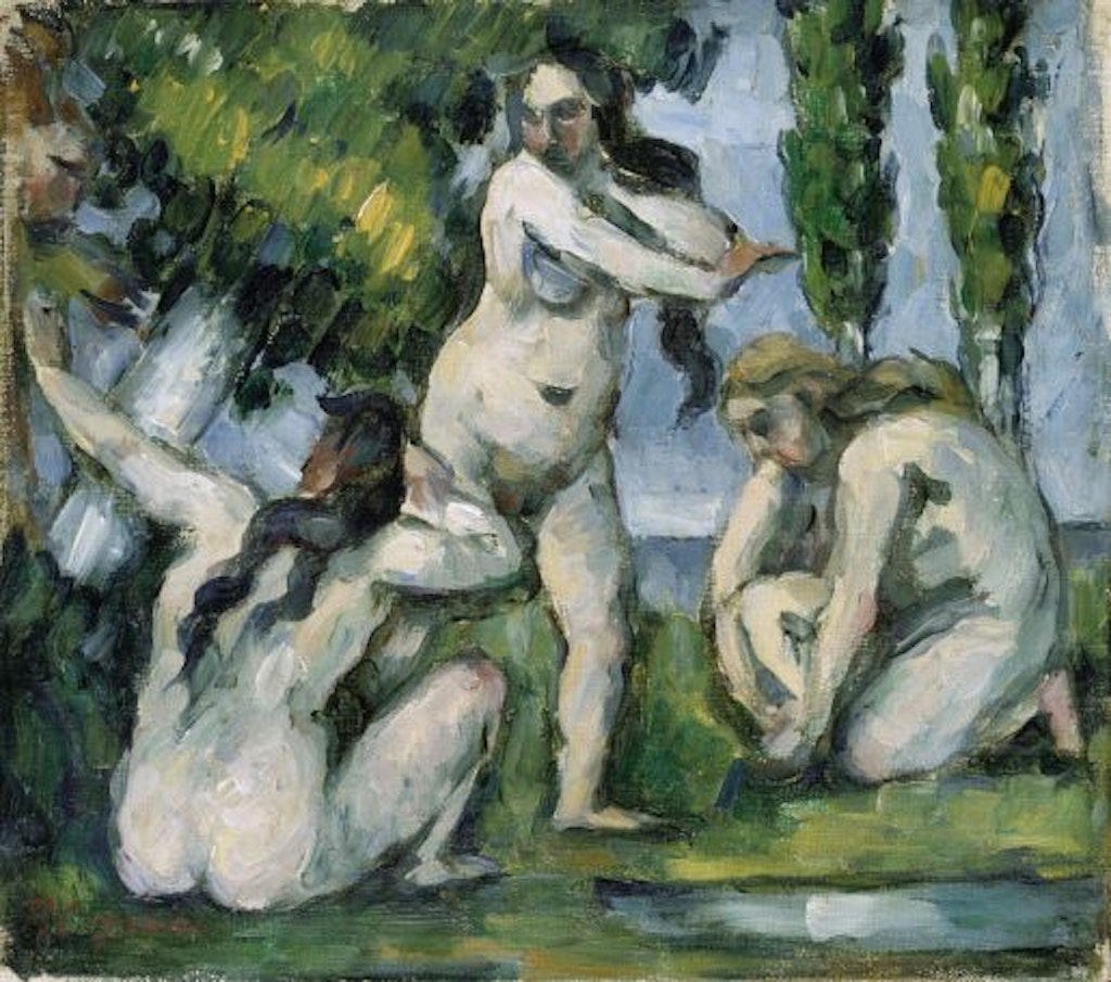 Paul Cézanne, Trois baigneuses, 1874–1875, Huile sur toile, 19,5 × 22,5 cm, Musée d’Orsay, Paris